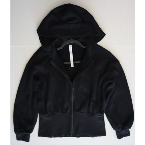 Lululemon W3ECTS Women's Sz 8 Black Hugged-Waist Cotton Zip Hoodie - Picture 15 of 16